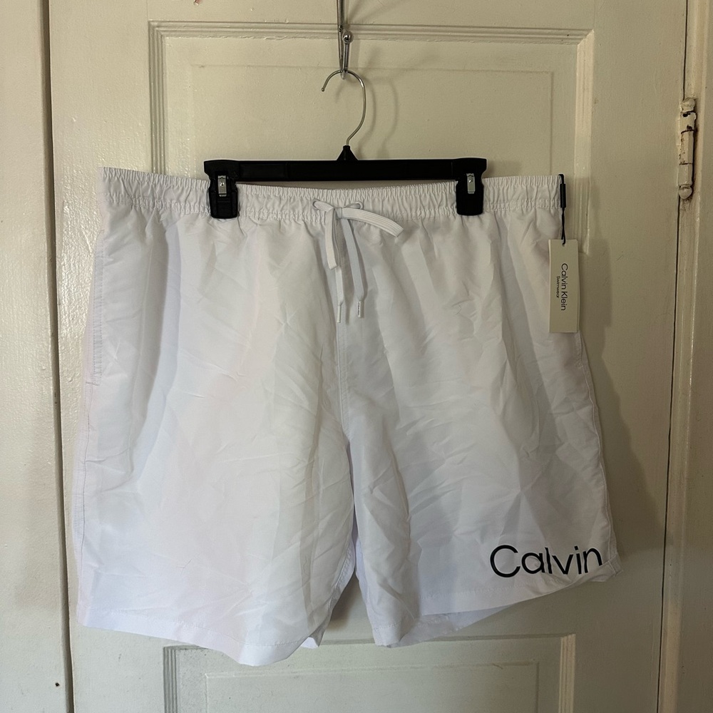 Calvin Klein Men's White Swim Trunks